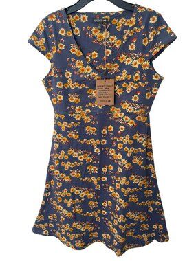 Toad&Co Rosemarie Dress Blue Shadow Daisy Print Size S MSRP$99 NWT